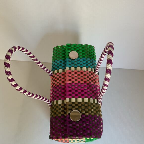 Colorful Handwoven Market & Beach Bag – Recycled Plastic Tote - Picture 4 of 9